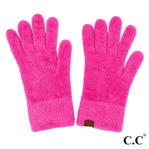 C.C Plush Terry Hot Pink Chenille Gloves