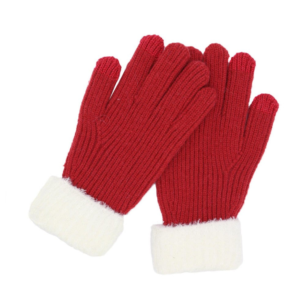 Soft Knit Gloves With Sherpa Cuff Detail