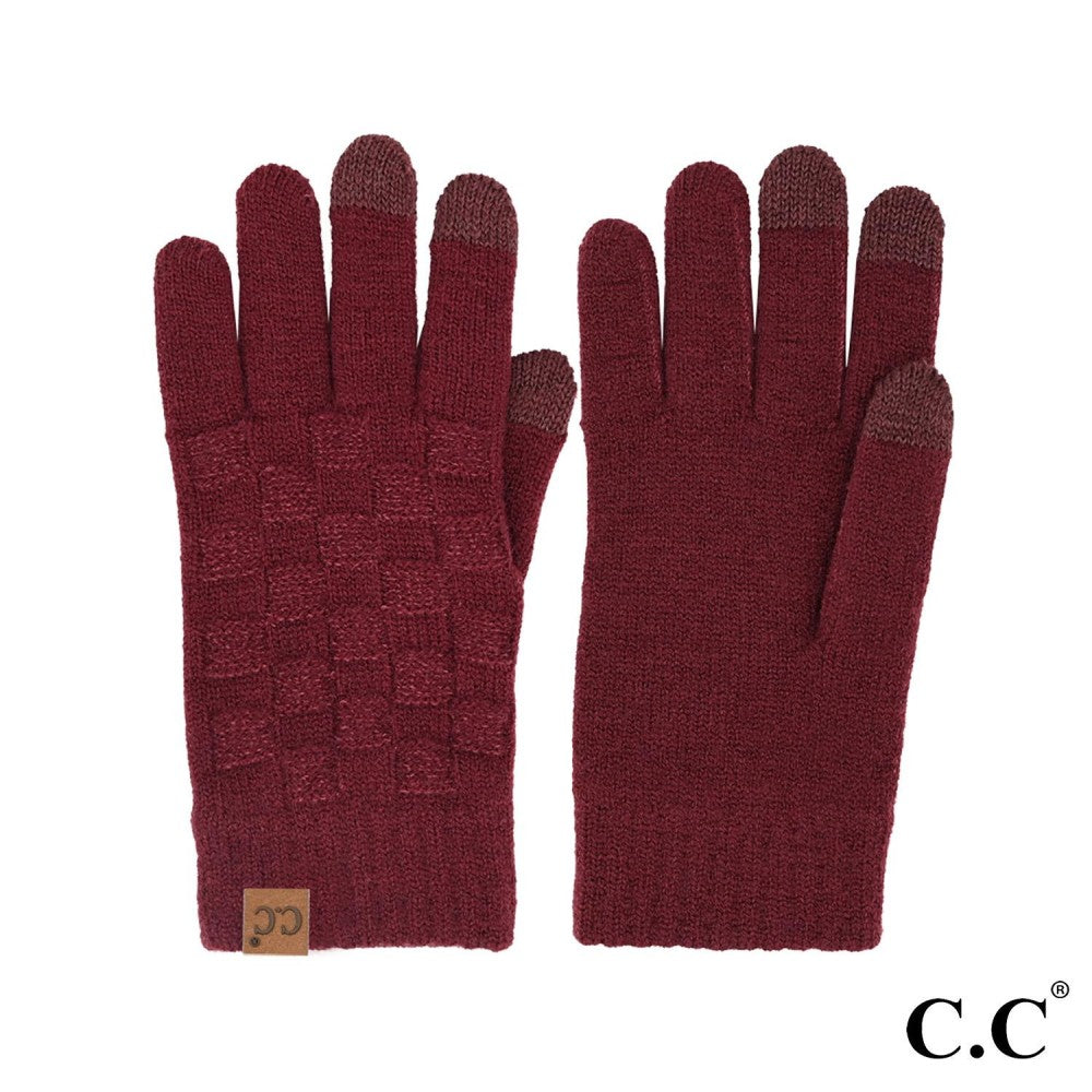 C.C Weaving Texture Glove-Maroon