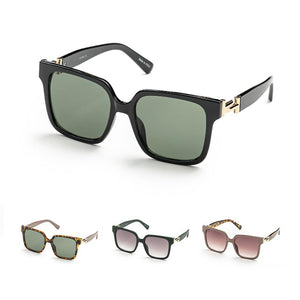 Large Square Sunglasses With Gold Tone Details-4 Colors