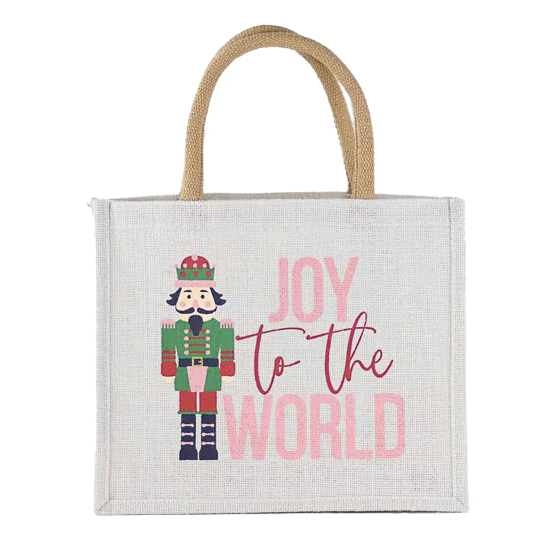 Joy To the World Nutcracker Gift Tote 12x10x8