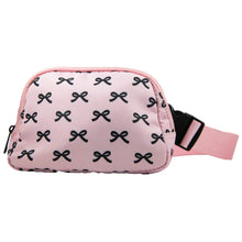 Load image into Gallery viewer, Pink Mini Black Bows Belt Bag