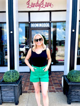 Load image into Gallery viewer, Ladies High Waist Green Shorts With Pockets