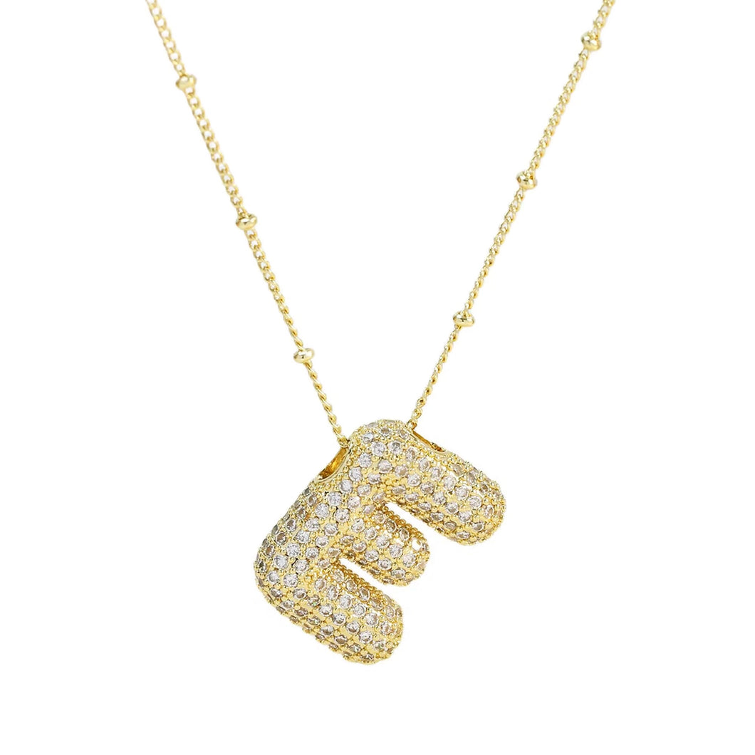 18K Gold Filled Balloon Bubble Initial Necklace