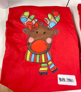 Toddler And Youth Whimsical Reindeer With Bow Soft Tee