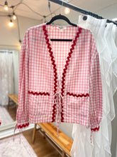 Load image into Gallery viewer, Pink And Red Ribbon Tie Front Jacket