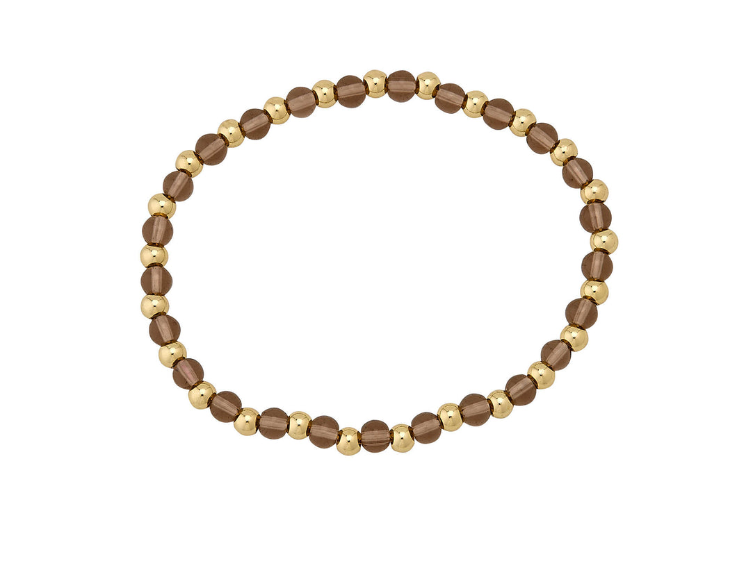 Glass Stone Bead And Water Resistant 4MM Gold Ball Bracelet