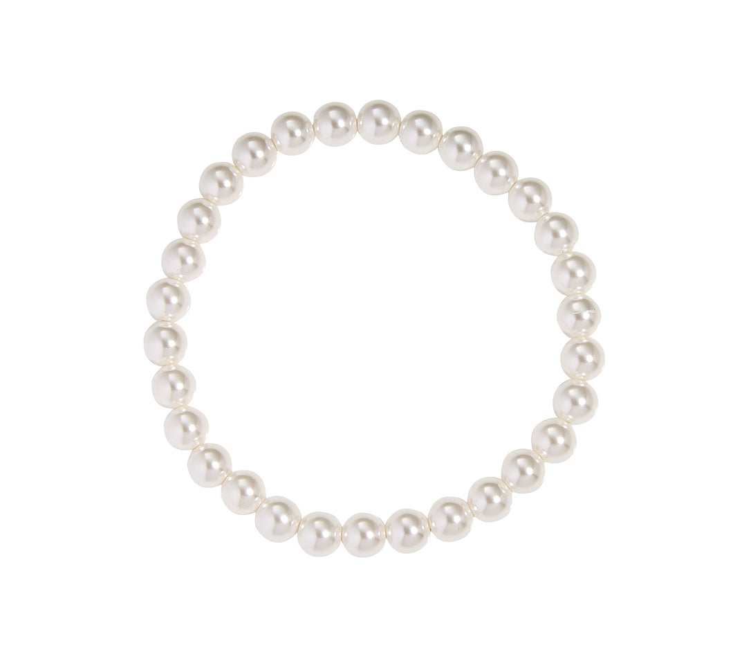 Shell Pearl Stacker Stretch Bracelet- 6MM