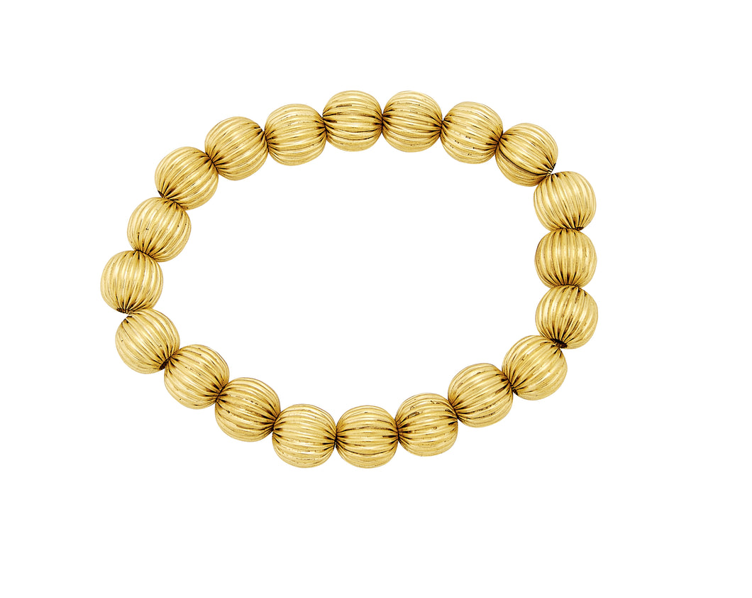 Vintage Gold Ball Bead Stacker Stretch Bracelet- 6MM