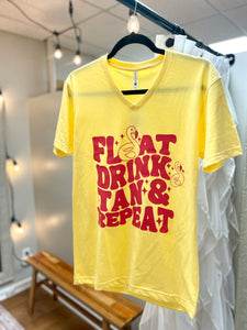 Float Drink Tan & Repeat Unisex V-neck Soft Tee