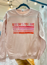 Load image into Gallery viewer, God Says You Are Soft Unisex Blush Sweatshirt