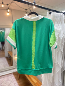 Ladies Green Collared Top