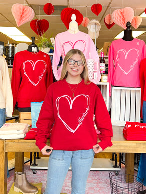 Kentucky Pink Heart Soft Unisex Red Sweatshirt