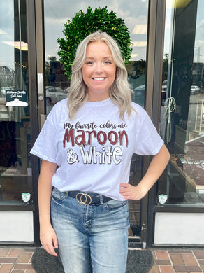 My Favorite Colors Are Maroon & White Unisex Tee