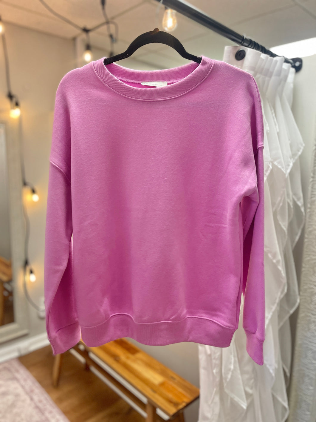 Ladies Pink Cozy Crewneck Pullover