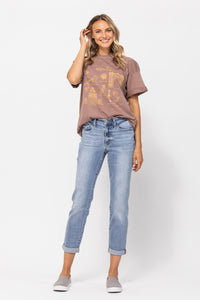 Judy Blue Mid-Rise Bleach Wash Boyfriend Jean