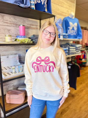 Kentucky Pink Bow Soft Unisex Comfort Colors Sweatshirt