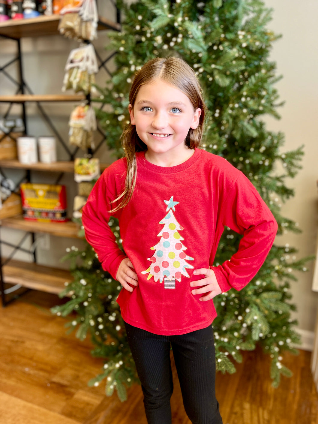 Youth Polka Dot Whimsical Christmas Tee