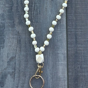 Gold Heart Beaded Lanyard with Breakaway Clasp