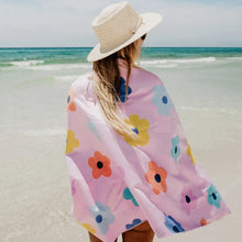 Load image into Gallery viewer, Quick Dry Flowers &amp; Check Beach Quick Dry Beach Towel 63” x 31”