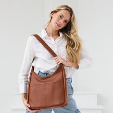 Load image into Gallery viewer, Calgary Soft Hobo With Front Pockets- Brown