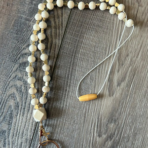 Gold Heart Beaded Lanyard with Breakaway Clasp