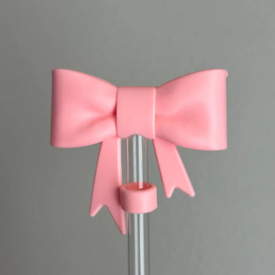 Pink Bow Straw Topper