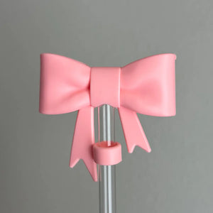 Pink Bow Straw Topper