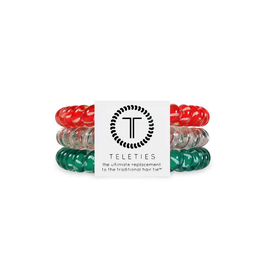 Teleties Small 3-Pack Hair Tie- Hooked On Christmas