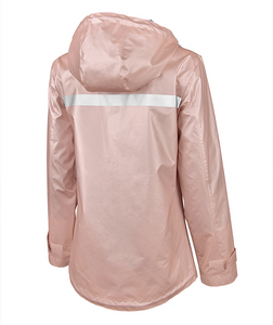 Women's Charles River Rain Jacket With Print Lining-Rose Gold