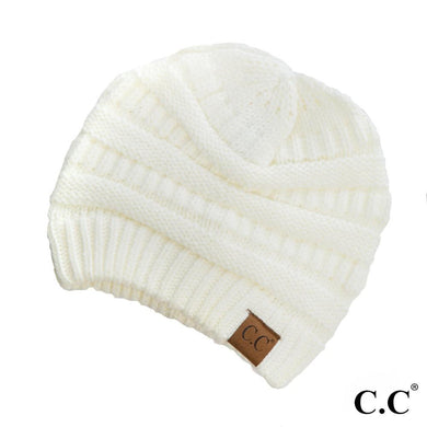 C.C Beanie Ivory Solid Ribbed Beanie