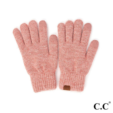 C.C Heather Knit Plain Smart Touch Gloves- Heather Bubble Berry