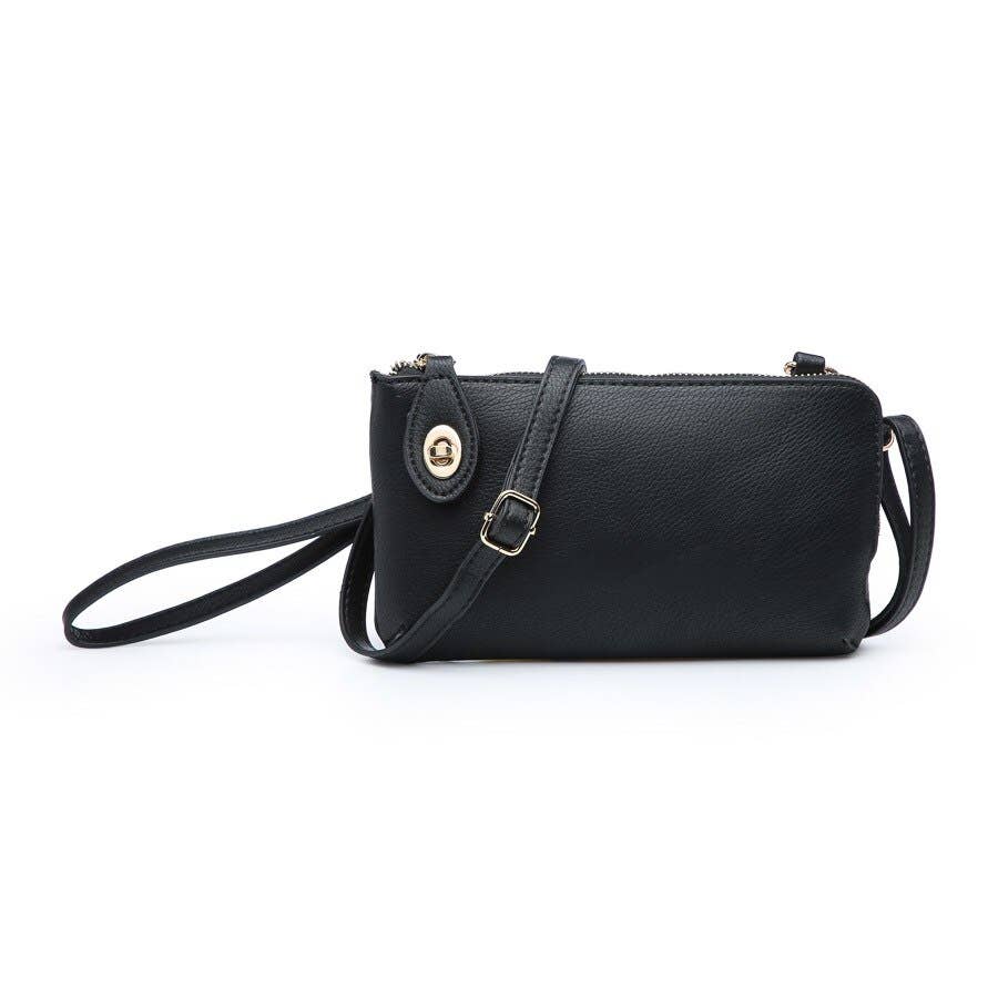 Kendall Twist Lock Crossbody/Wristlet- Black